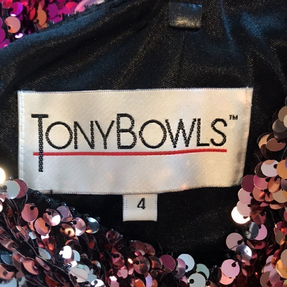 NEW Tony Bowls Multi Sequin Black Cocktail Dress - Picture 8 of 9